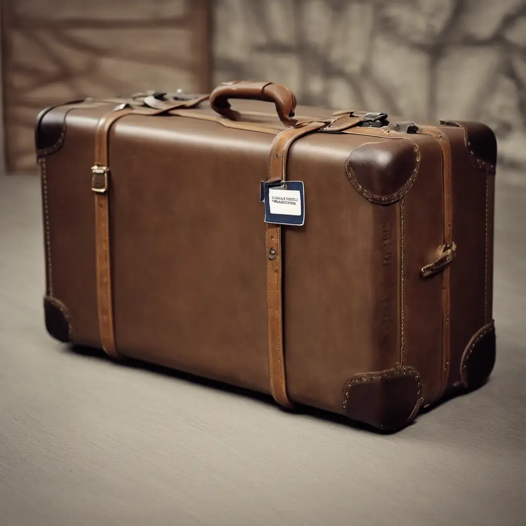 [:en]An old-fashioned suitcase on the floor.[:]