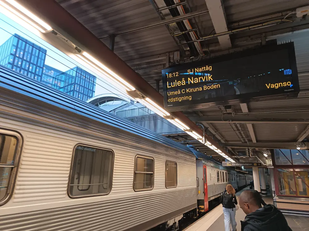 Night train departing from Stockholm to Narvik