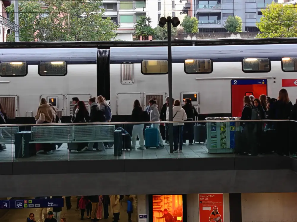 Train stopped at Lugano station