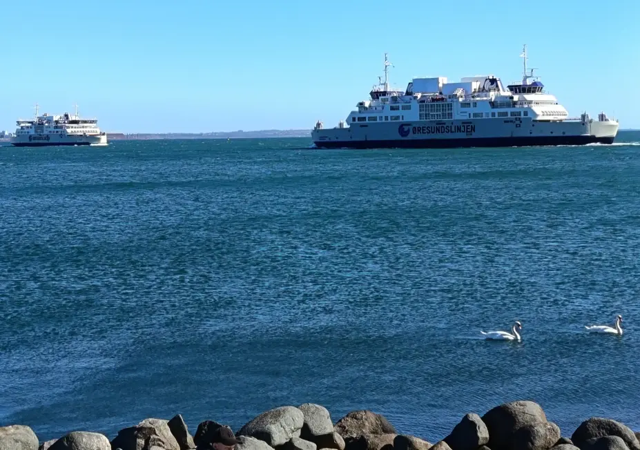 Ferries between Helsingør in Denmark and Helsingborg in Sweden.