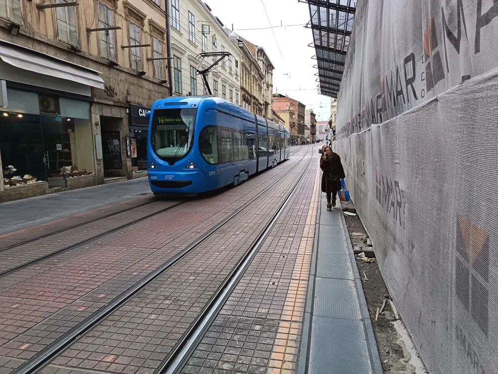 A tram on a street in Zagreb