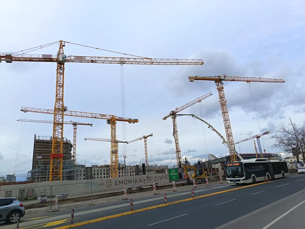 Cranes in the center of Ljubljana.