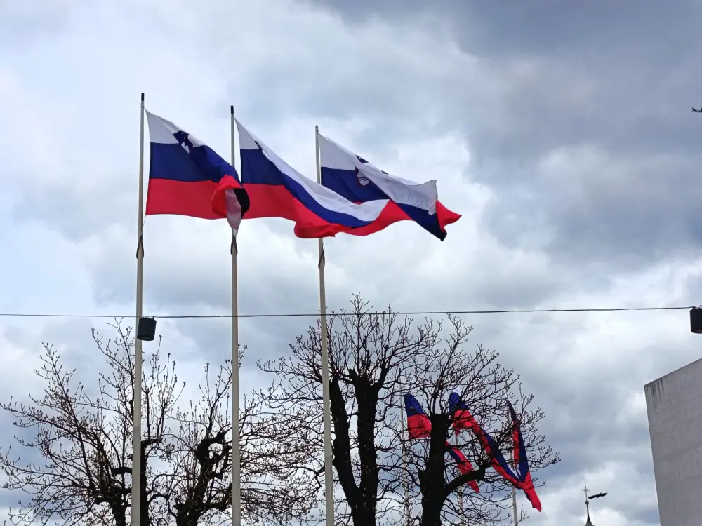 The Slovenian flag.