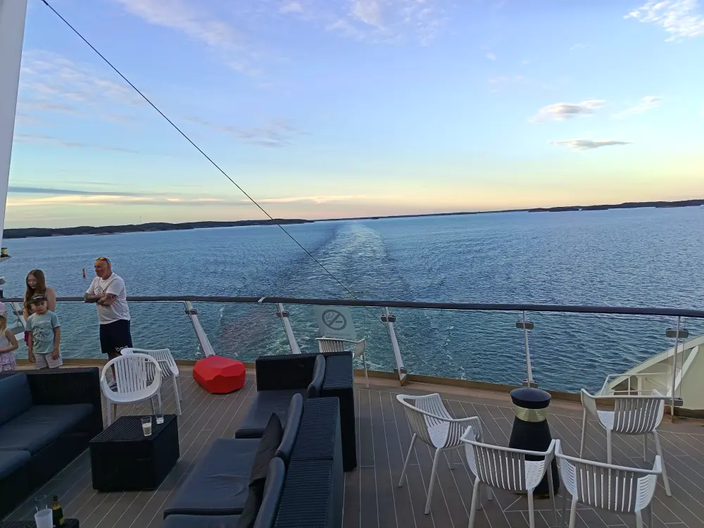 On the Viking Line deck traveling from Turku to Stockholm.